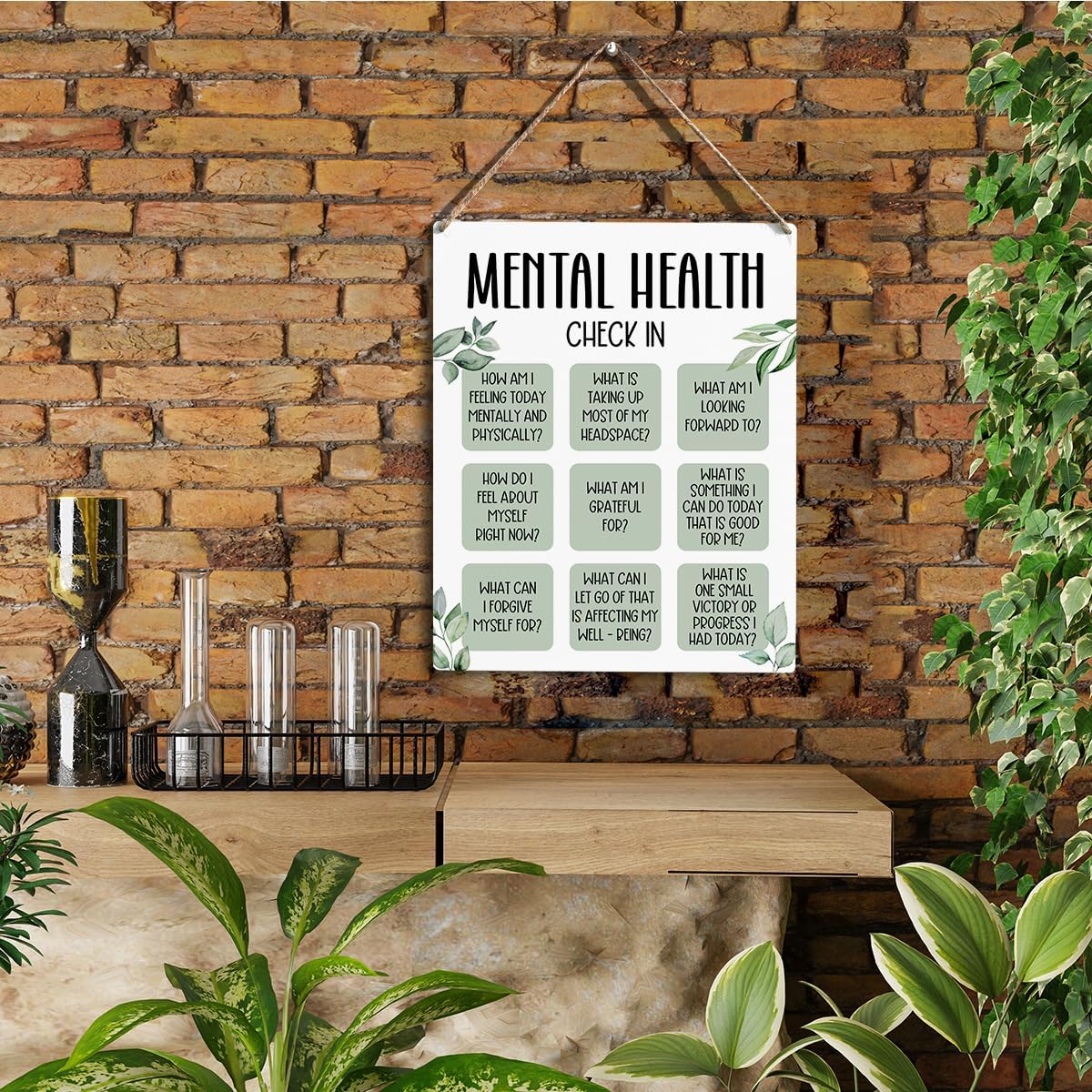 Mental Health Decor, Psychotherapy Sign Counselor Office Decor, Wall Art Wooden Hanging Plaque 10 x 8 Inch, for Office Bedroom Living Room Home, Anxiety...