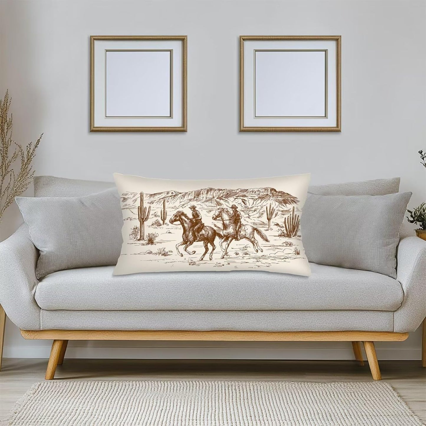 Cowboy Long Pillow Cases King Size Pillow Covers with Zipper,Country Theme of American Wild West Desert Decorative Cushion Case Western Pillows Cover Farmhouse Pillowcase for Bed,Sleeping,20"x40"