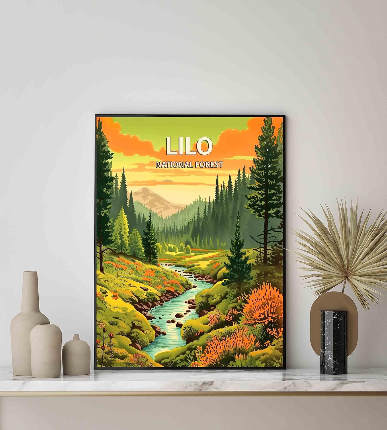 Lolo National Forest Poster Art Print Retro Mountain Wall Art Poster Vintage Decor Nature Recreation Wilderness Wildlife Decoration, Outdoor Adventure Scenic Beauty Artwork. (Lolo National Forest,