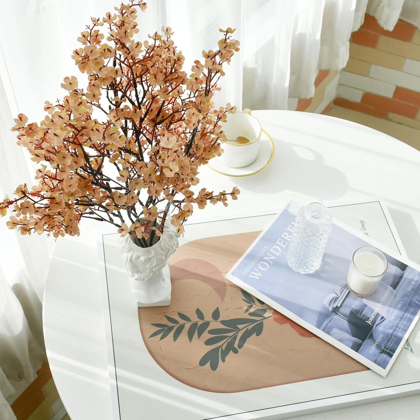 Mandy's Light Brown Artificial Baby’s Breath Flowers 15 Bundles Silk Gypsophila with Bendable Stems for Fall Centerpiece Wedding Decor and Table Arrangements