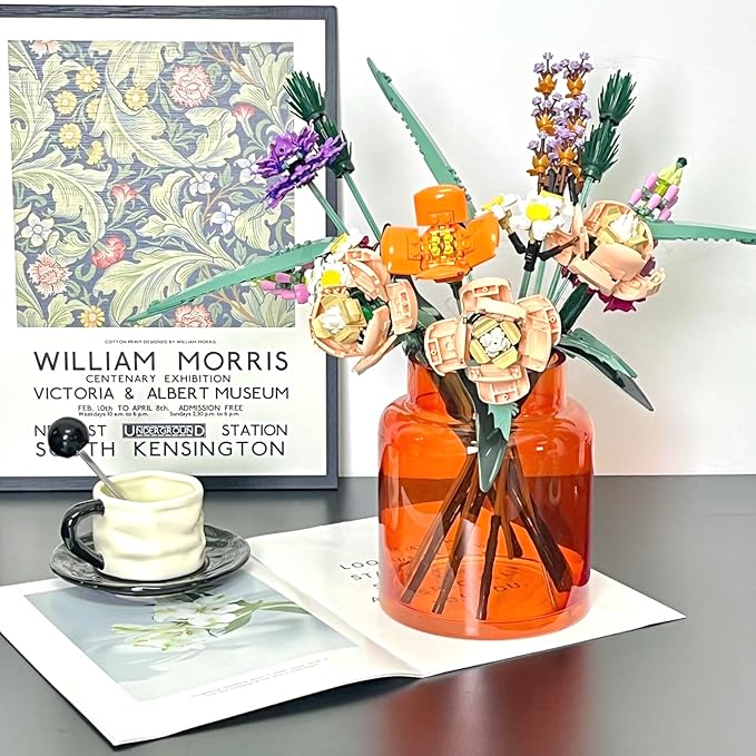 BLOFLO Orange Glass Vase, 7 Inch Large Glass Vase for Flowers, Modern Thick Glass Flower Vases for Centerpieces, Decorative Glass Cylinder Hydroponic Vase for Wedding, Home, Office (Orange, 7Inch)