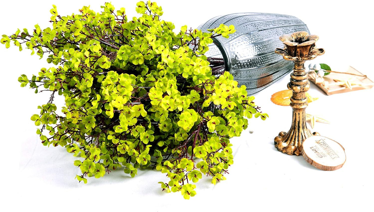 JAKY-Global Babys Breath Fabric Cloth Artificial Flowers 6 Bundle European Fake Silk Plants Decor Wedding Party Decoration Bouquets Real Touch DIY Home Garden (Grass Green)