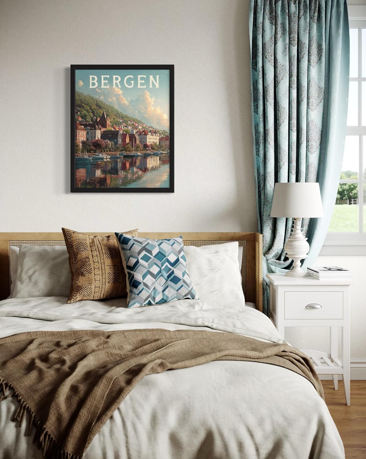 Bergen, Norway Art Print Poster, Europe Vintage City Retro Photography Skyline Travel Bedroom Bathroom Living Room Decor 183 (Bergen, Norway, 24 x 36 inches, Unframed)