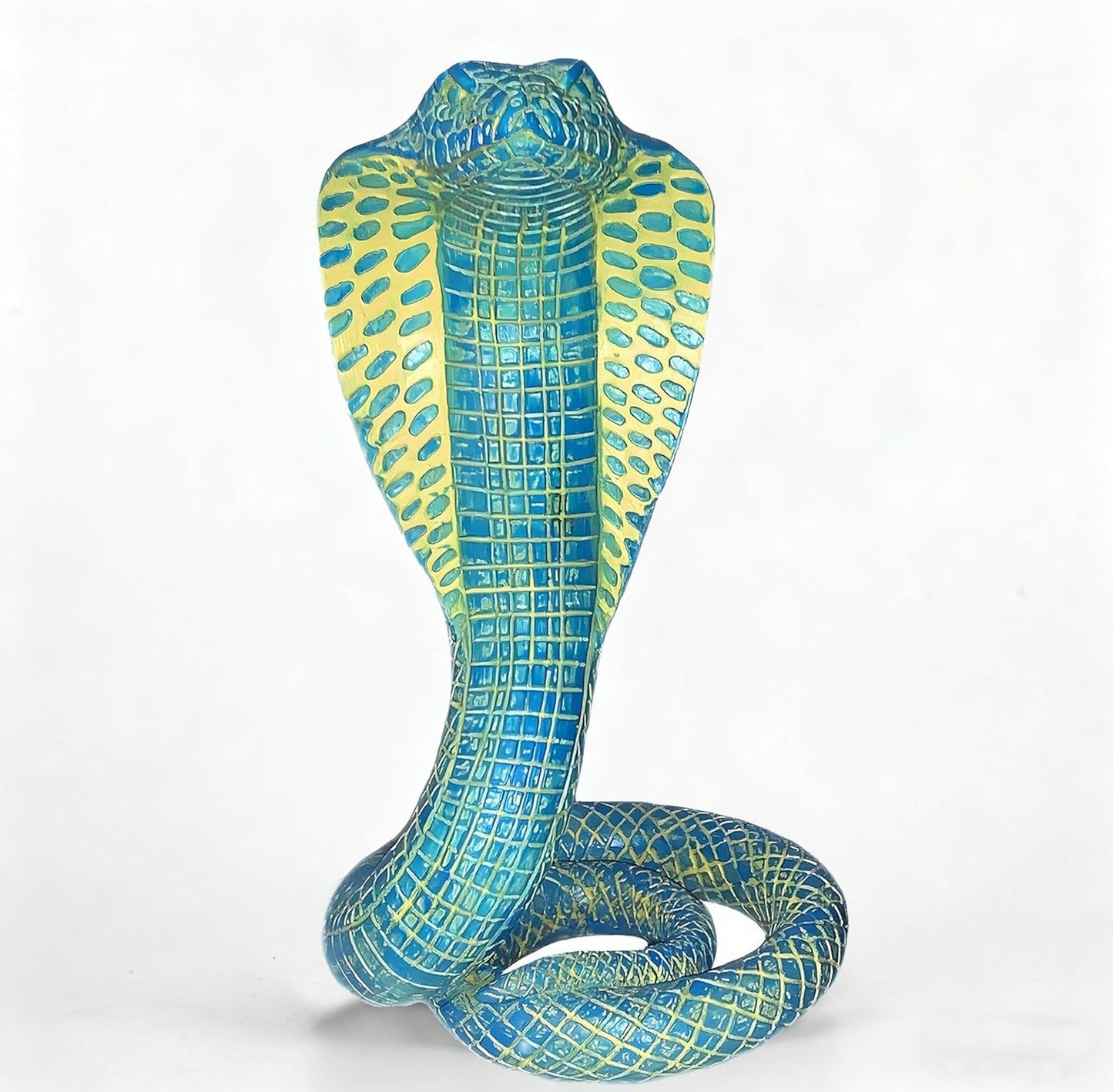 King Cobra Snake Statue Realistic Snake Resin Figurine Handcrafted, Indoor/Outdoor Animal Ornaments for Home Office Garden Yard Decor, Unique Gift for Collectors, Blue
