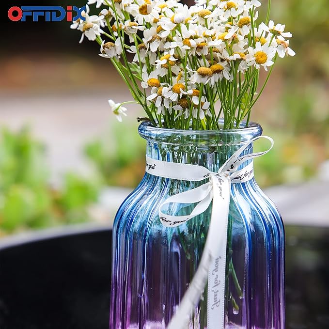 OFFIDIX Glass Vase, Gradient Multicolor Flower Vase for Weddings, Events, Decorating, Arrangements, Flowers, Office, or Home Decor