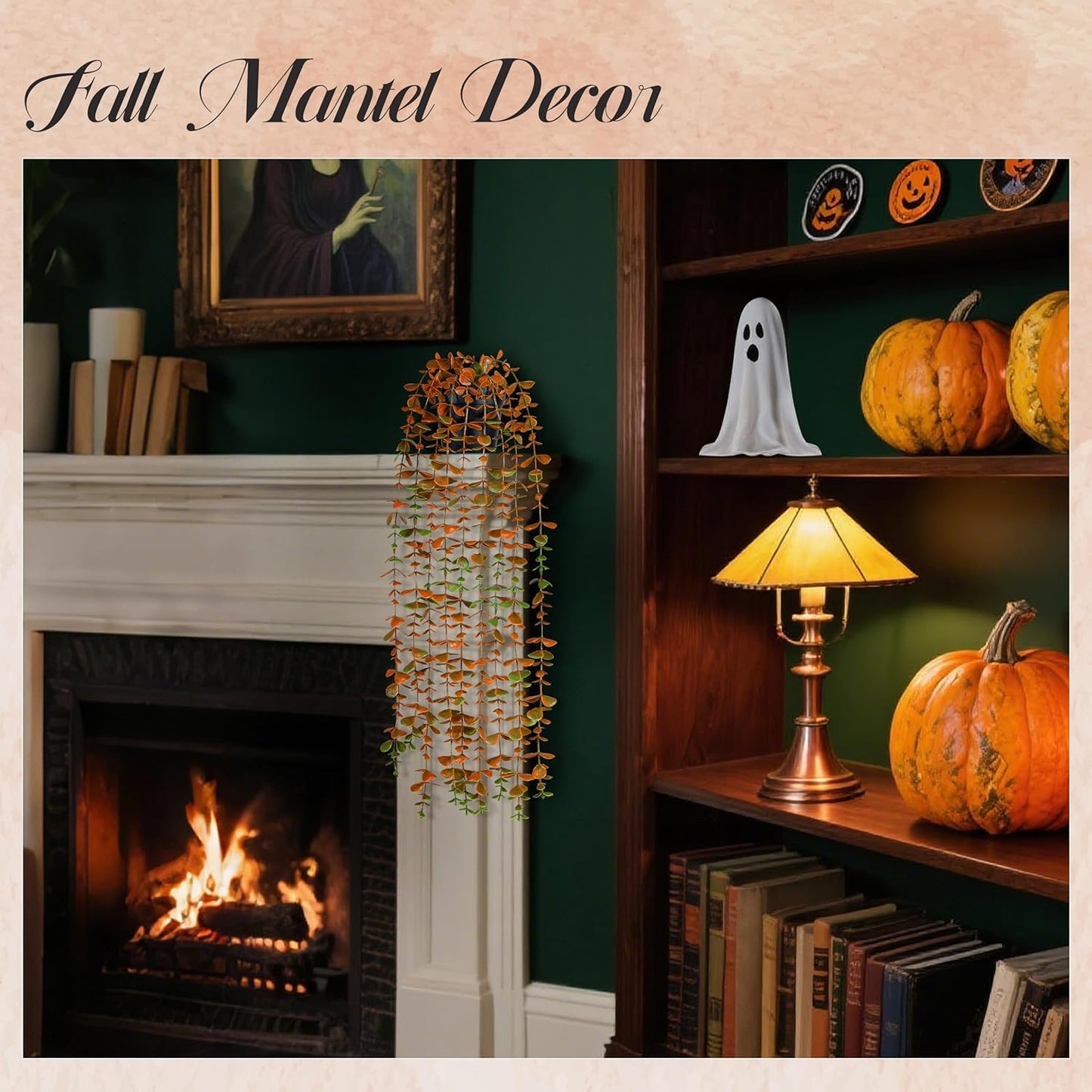 Der Rose 1Pcs Fake Fall Plants Hanging Orange Artificial Potted Faux Eucalyptus Plant Decorations for Fall Thanksgiving Bathroom Table Centerpiece Wall Kitchen Room Decor Indoor and Outdoor