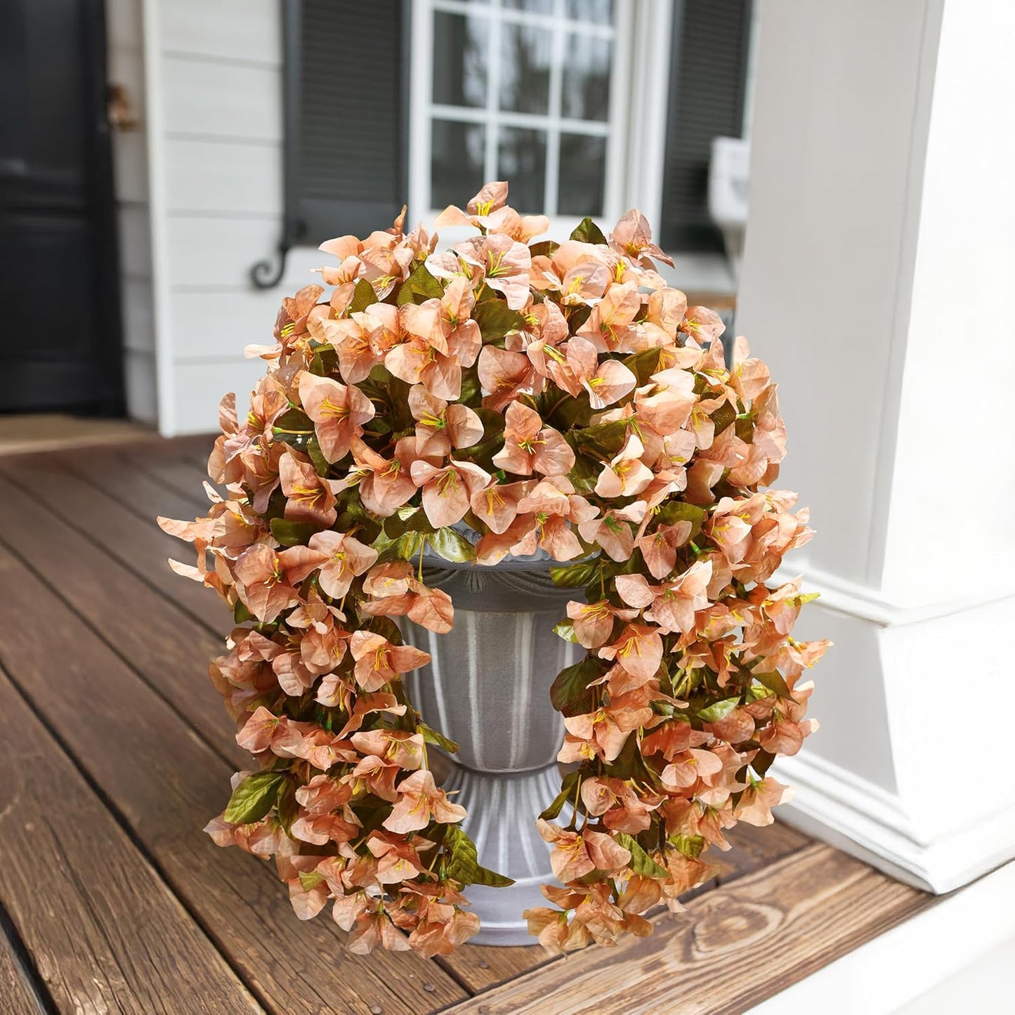 HyeFlora Bougainvillea Artificial Hanging Flowers Plants for Outdoors Winter Decoration, 2pcs Faux Bougainvillea Vines Brown Fake Flowers Realistic UV Resistant Silk Flowers for Outside Planter Yard