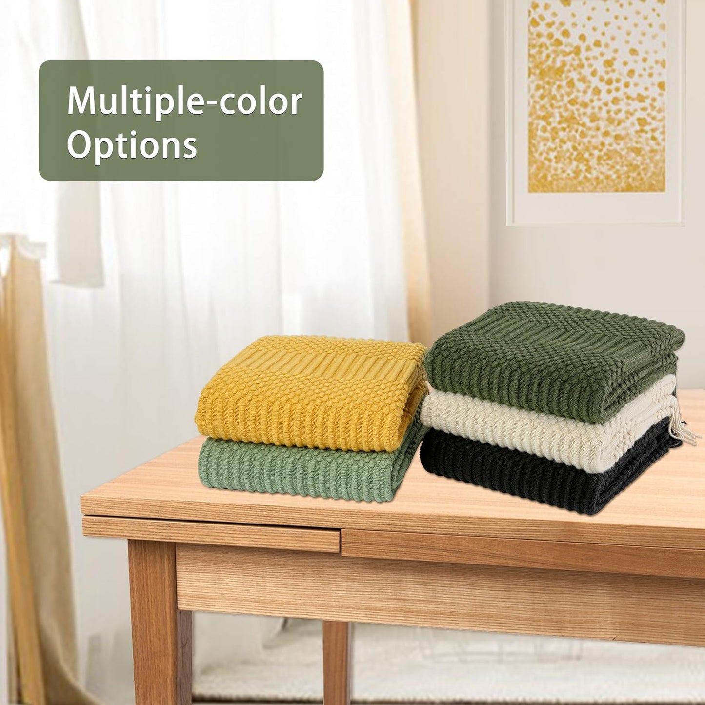 Blagic Knitted Throw Blanket for Couch, Bed and Sofa. Super Soft Blanket with Tassels, Sage Green Throw Blanket, 60 x 80 Inches Lightweight & Cosy Home Decor