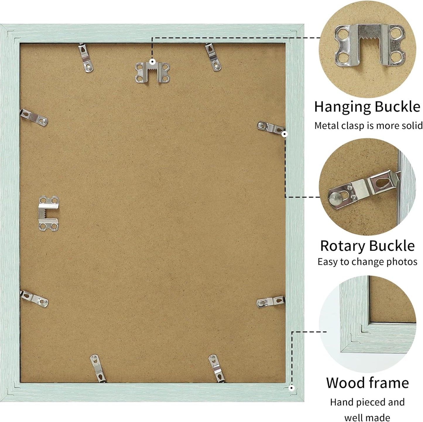 iRahmen 11x14 Picture Frame Set of 2, HD Plexglass Poster Frames Display Picture 8x10 with Mat or 11 x 14 without Mat, Rustic Photo Frame for Wall Mounting Horizontal Vertical