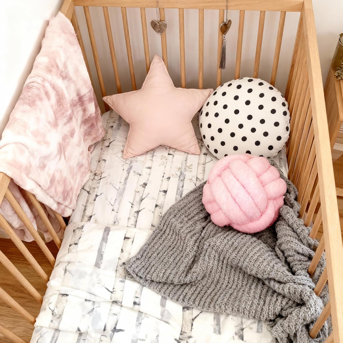 Knot Pillow Ball Plush - Decorative Throw Pillows for Bed Relieve Stress, Round Knot Cushion for Sofa Decor Pet Toy, Pink 8 inch