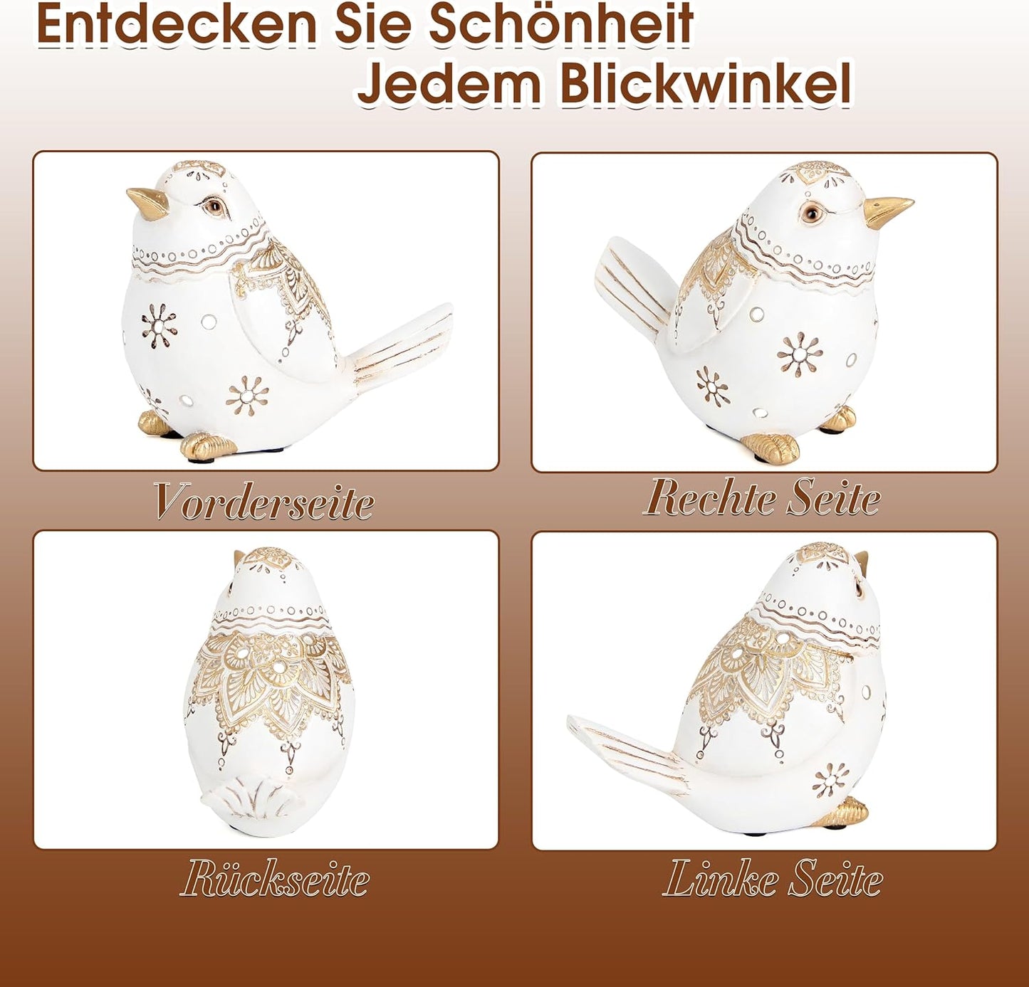 Bird Statue for Home Decor Accents Boho White Bird Figurines for Shelf Living Room Bedroom Centerpiece Table, Decorative Birds Sculpture, Animal Decor Gifts for Bird Lovers, Women