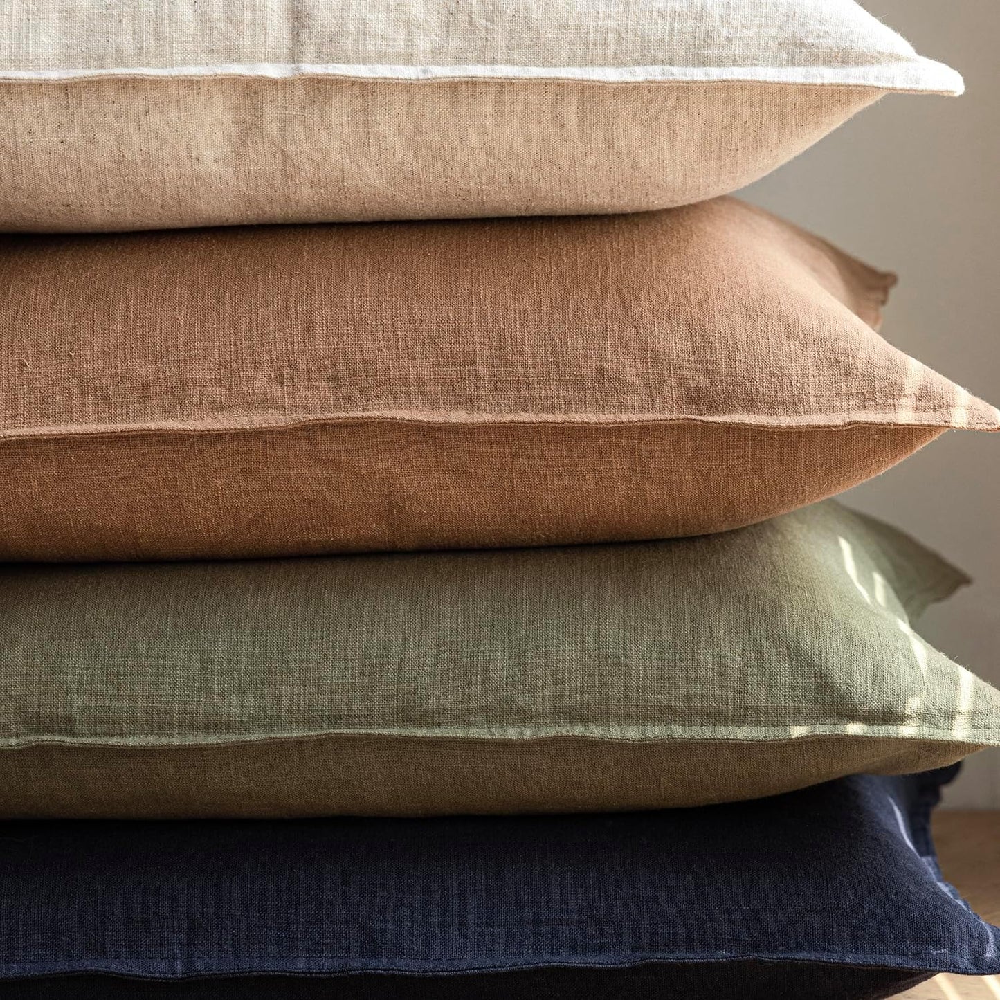 Foindtower Pack of 2, Decorative Linen Soild Throw Pillow Covers Soft Accent Cushion Case Farmhouse Neutral Pillowcase for Chair Couch Sofa Bedroom Living Room Home Decor 16x16 Inch Olive Branch Green