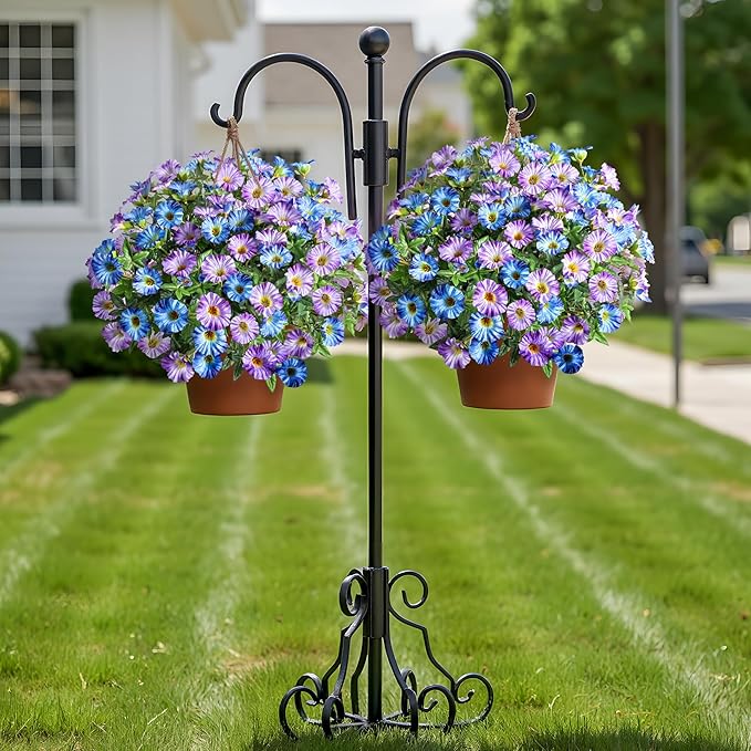 UV Resistant Artificial Petunias 8PCS Fake Flowers Artificial Flowers for Outdoors Silk Flowers Fake Hanging Basket Plants Suitable for Outdoor Porch Decoration patio Decor,Blue purple,13.3In