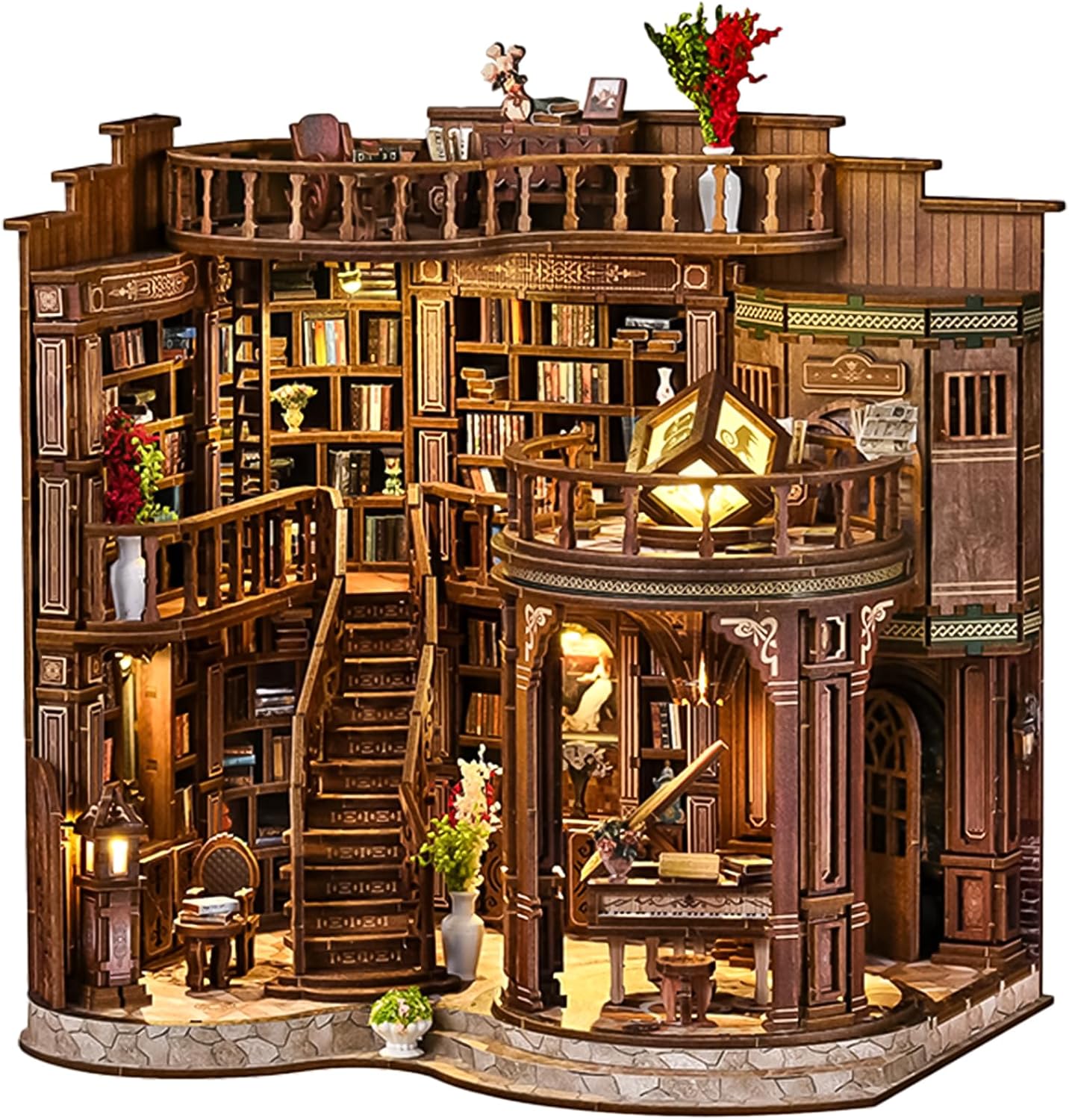 DIY Dollhouse Miniature House Kit,DIY Kit Mini House Model,1:24 Scale Creative Doll House Best Christmas Birthday Gift for Lovers Boys and Girls. (Dreamy Book Hall)