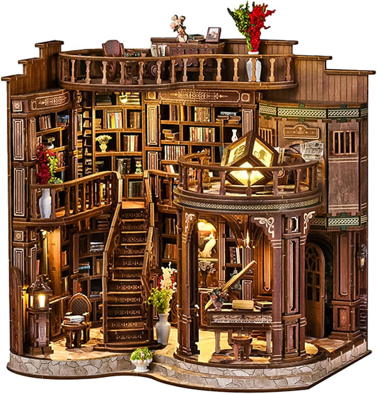DIY Dollhouse Miniature House Kit,DIY Kit Mini House Model,1:24 Scale Creative Doll House Best Christmas Birthday Gift for Lovers Boys and Girls. (Dreamy Book Hall)