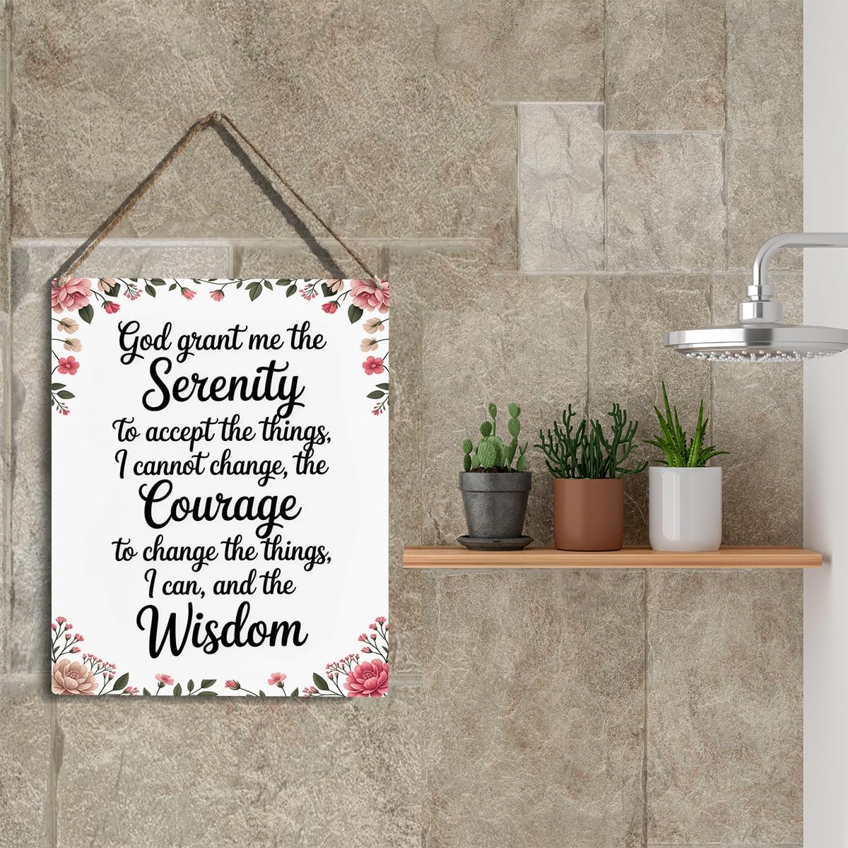 Bible Verses Decor God Grant Me The Serenity, Christian Prayer Room Wall Art Wooden Hanging Plaque 10 x 8 Inch, for Office Bedroom Living Room Home Decor