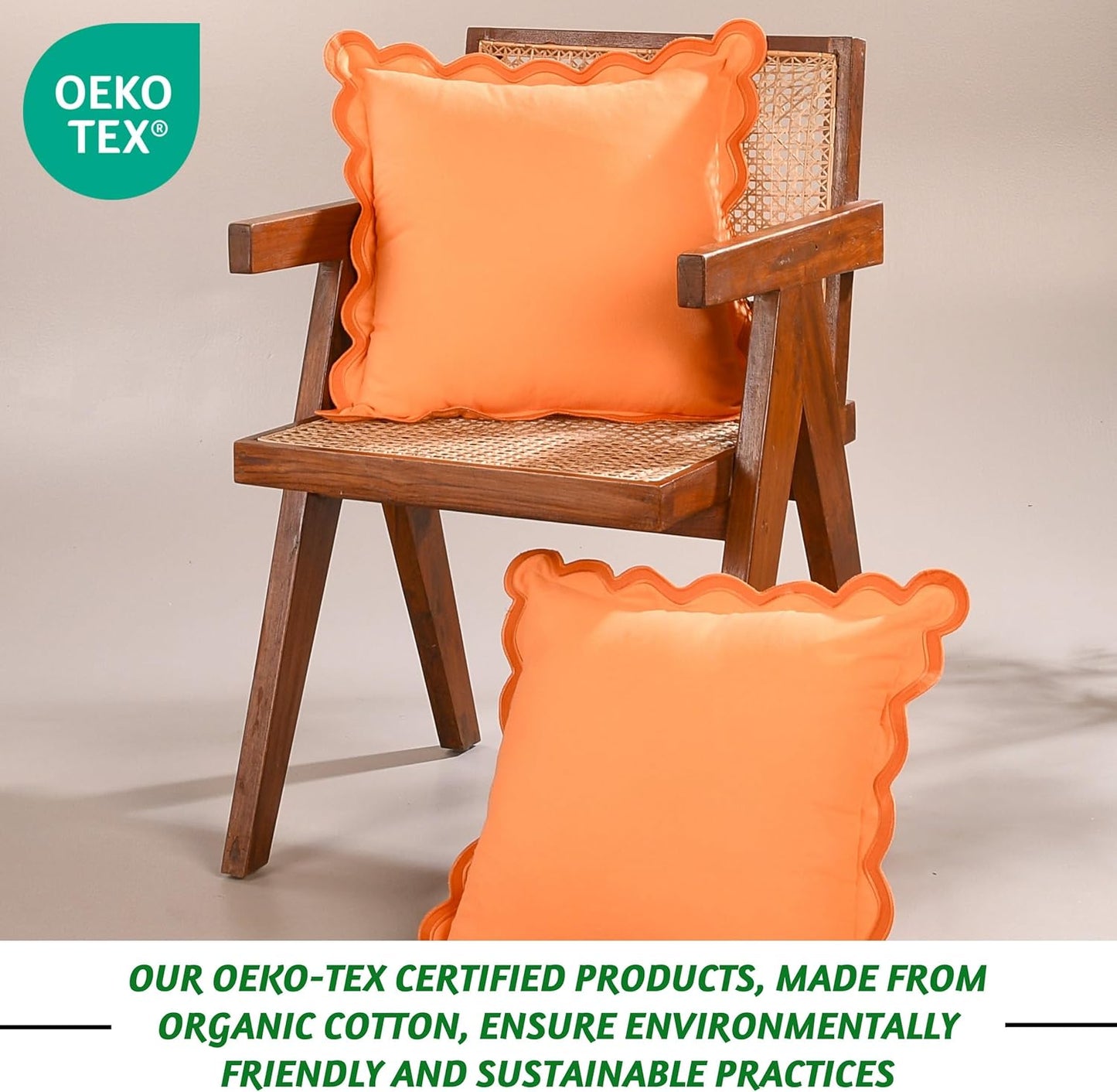 Folkulture Throw Pillow Covers | (20 x 20) Set of 2 Orange Fall Pillow Covers for Fall Living Room Decor | Boho Throw Pillow or Accent Pillow | Couch Pillow Cover for Thanksgiving Decorations