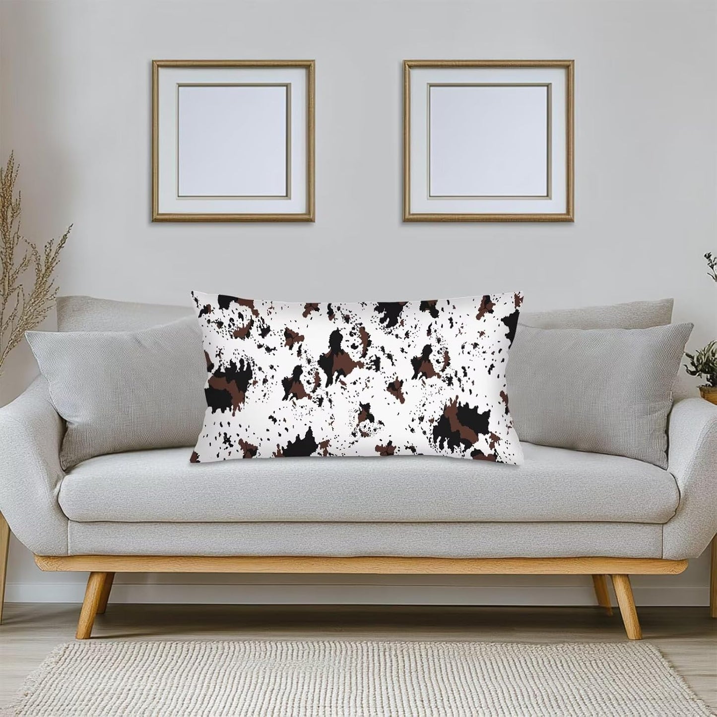 Cow Print Pillow Cases King Size Pillow Covers with Zipper,Cow White Brown Cowhide Printed Cushion Case Western Pillows Cover Farmhouse Decorative Pillowcase for Bed,Couch,Sleeping,20"x40"