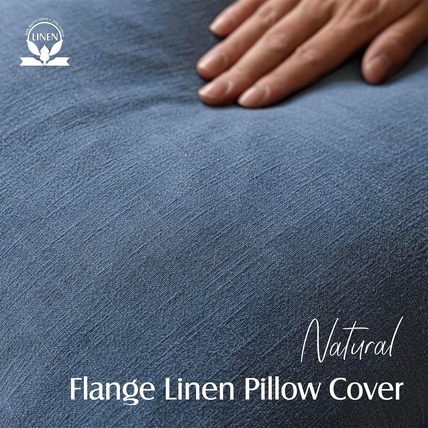 Foindtower Pack of 2, Decorative Linen Soild Throw Pillow Covers Soft Accent Euro Cushion Case Farmhouse Neutral Pillowcase for Chair Couch Sofa Bedroom Living Room Home Decor 26 x 26 Inch Dark Blue