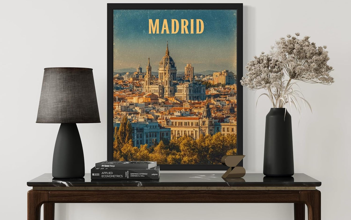 Madrid, Spain Art Print Poster, Europe Vintage City Retro Photography Skyline Travel Bedroom Bathroom Living Room Decor 183 (Madrid, Spain, 16 x 20 inches, Black Frame)