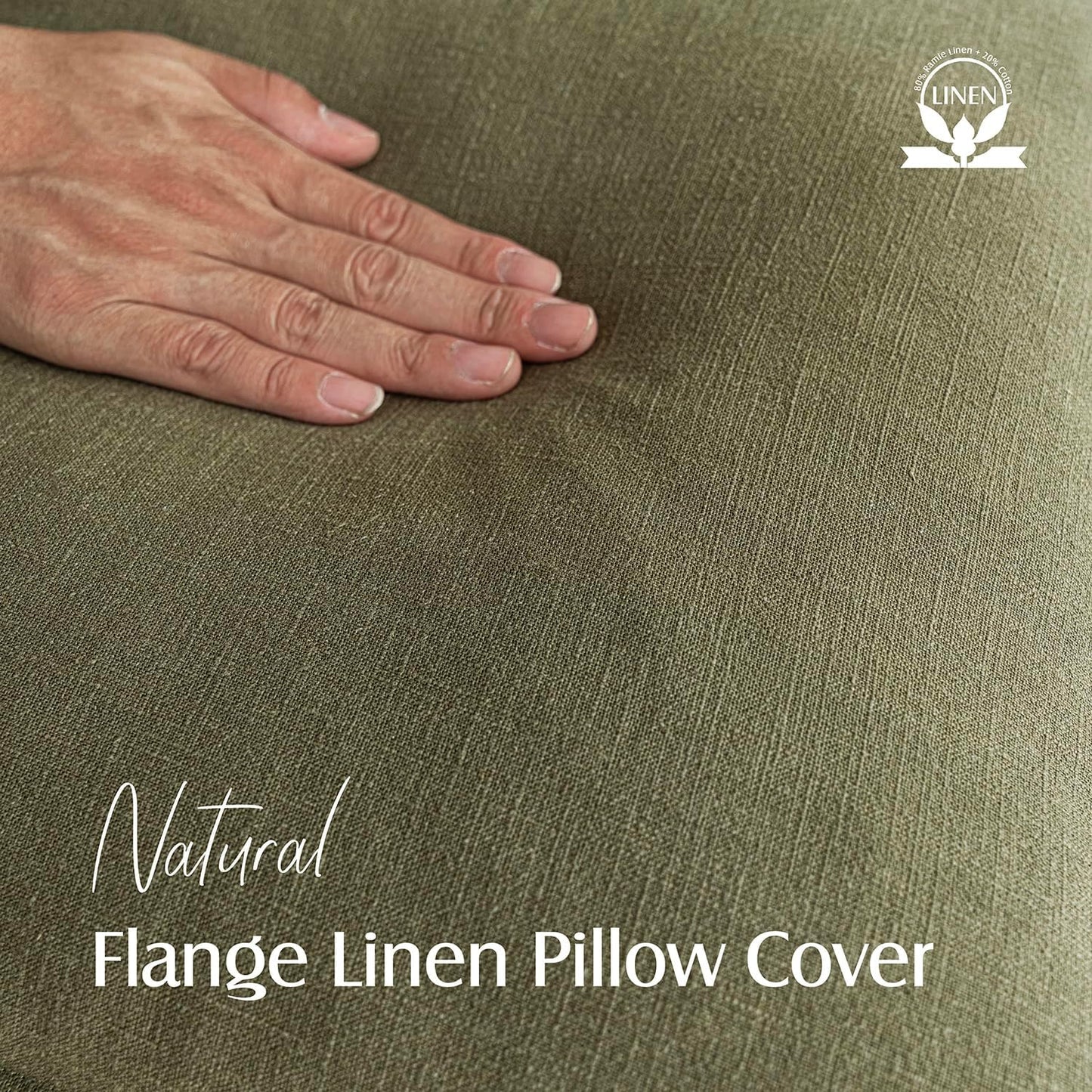 Foindtower Pack of 2, Decorative Linen Soild Throw Pillow Covers Soft Accent Cushion Case Boho Farmhouse Pillowcase for Chair Couch Sofa Bedroom Living Room Home Decor 24 x 24 Inch Olive Green