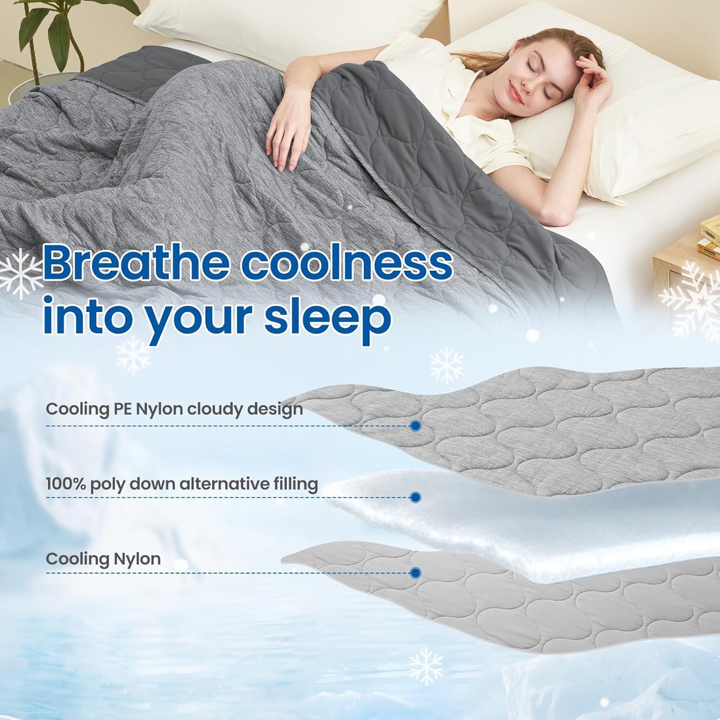 Cozy Bliss Double Side Cooling Blanket for Hot Sleepers, Q-Max>0.46 Lightweight Soft Breathable All Seasons Cooling Throw for Night Sweats (Charcoal Grey, 80"x90")