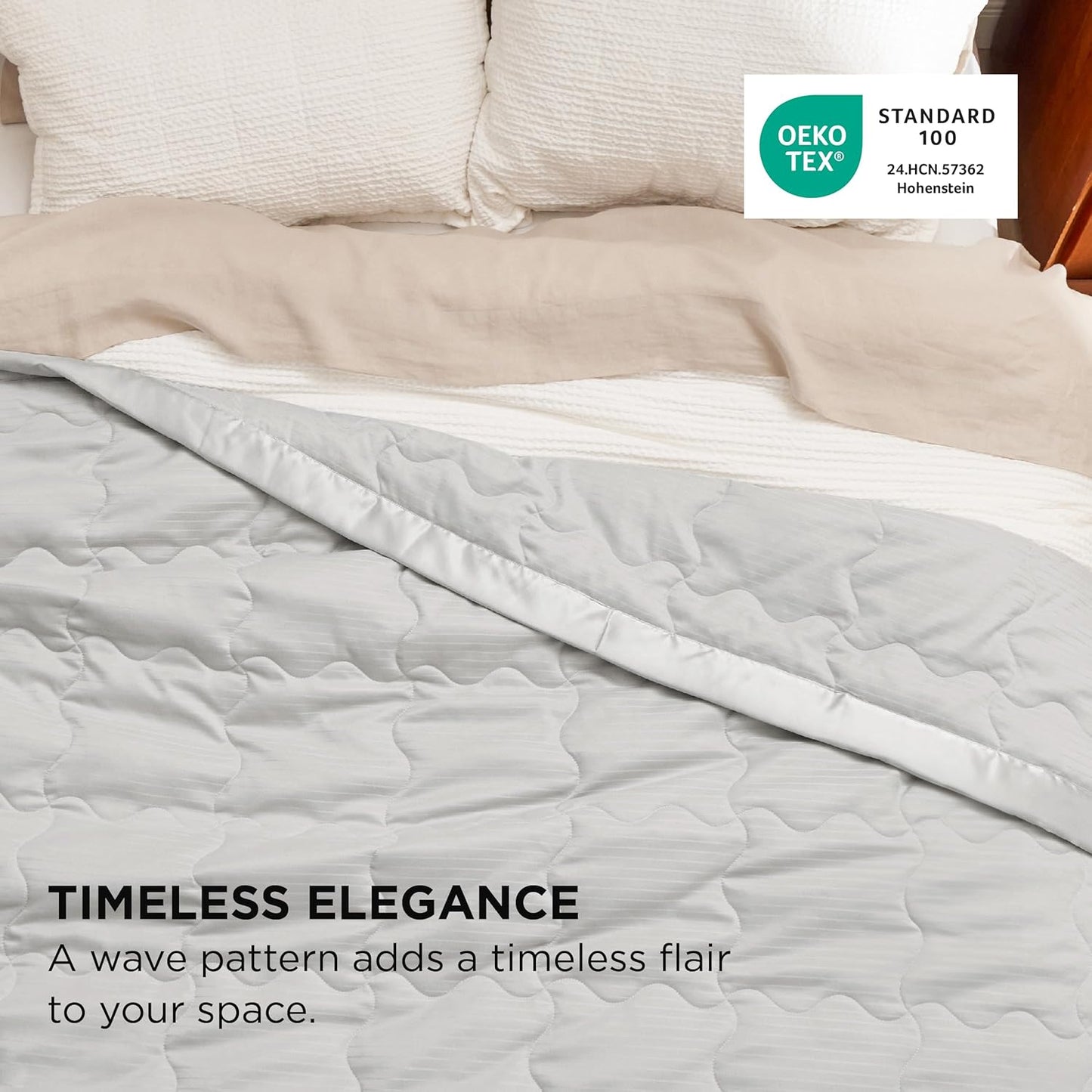 Bedsure Lightweight Blanket for Summer King Size - Down Alternative Blanket with Satin Trim for Bed, Light Summer Throw Grey, 108x90 Inches