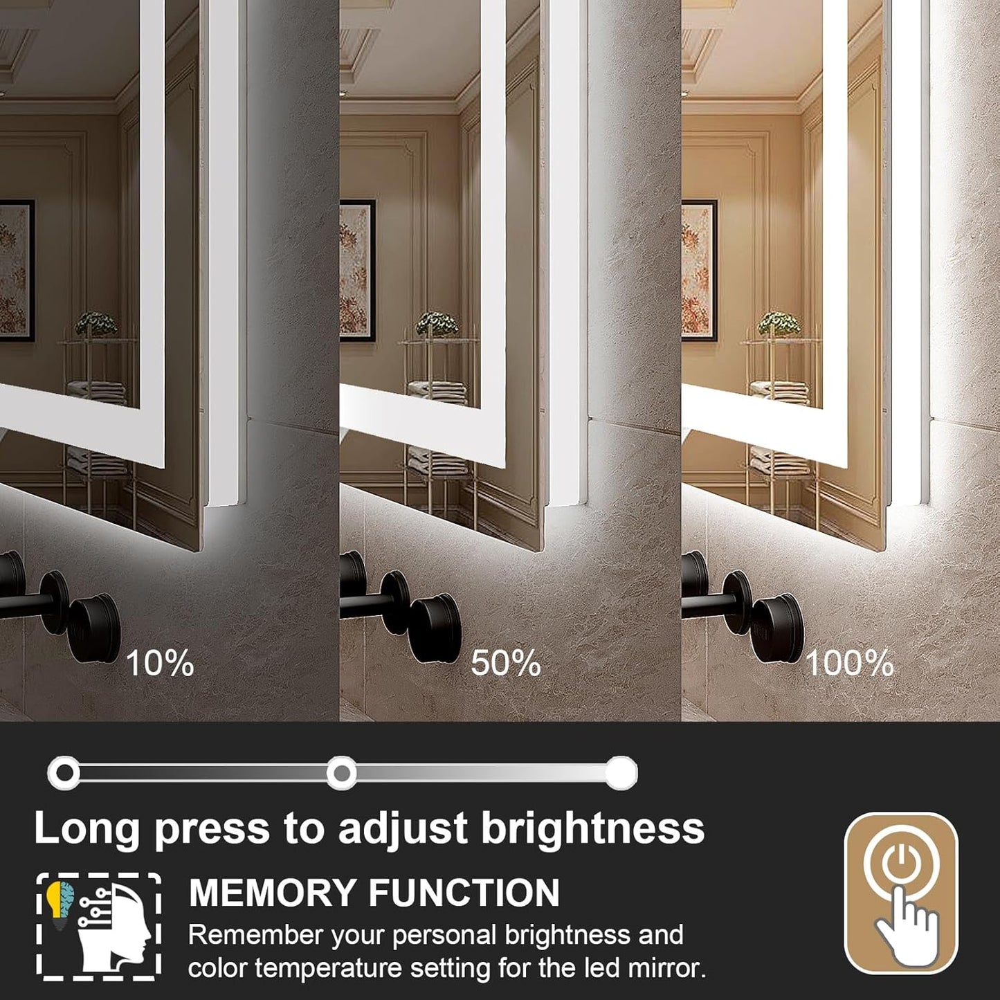 LED Mirror for Bathroom 24x32 Lighted Bathroom Vanity Mirrors with Lights, Brighter Frontlit and Backlit Anti-Fog Mirror, Tempered Glass, Dimmable 3 Colors Light Modes, Memory Function