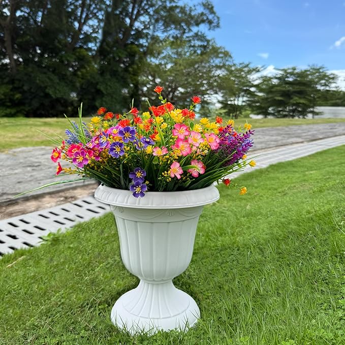 16 Bundles Artificial Flowers for Outdoor,No Fade UV Resistant Fake Flowers,Faux Plants for Outside Hanging Planters,Artificial Plants for Indoor Porch Garden Home Wedding Farmhouse Decor