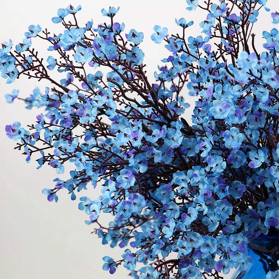 JAKY-Global Babys Breath Fabric Cloth Artificial Flowers 6 Bundle European Fake Silk Plants Decor Wedding Party Decoration Bouquets Real Touch DIY Home Garden(Blue)