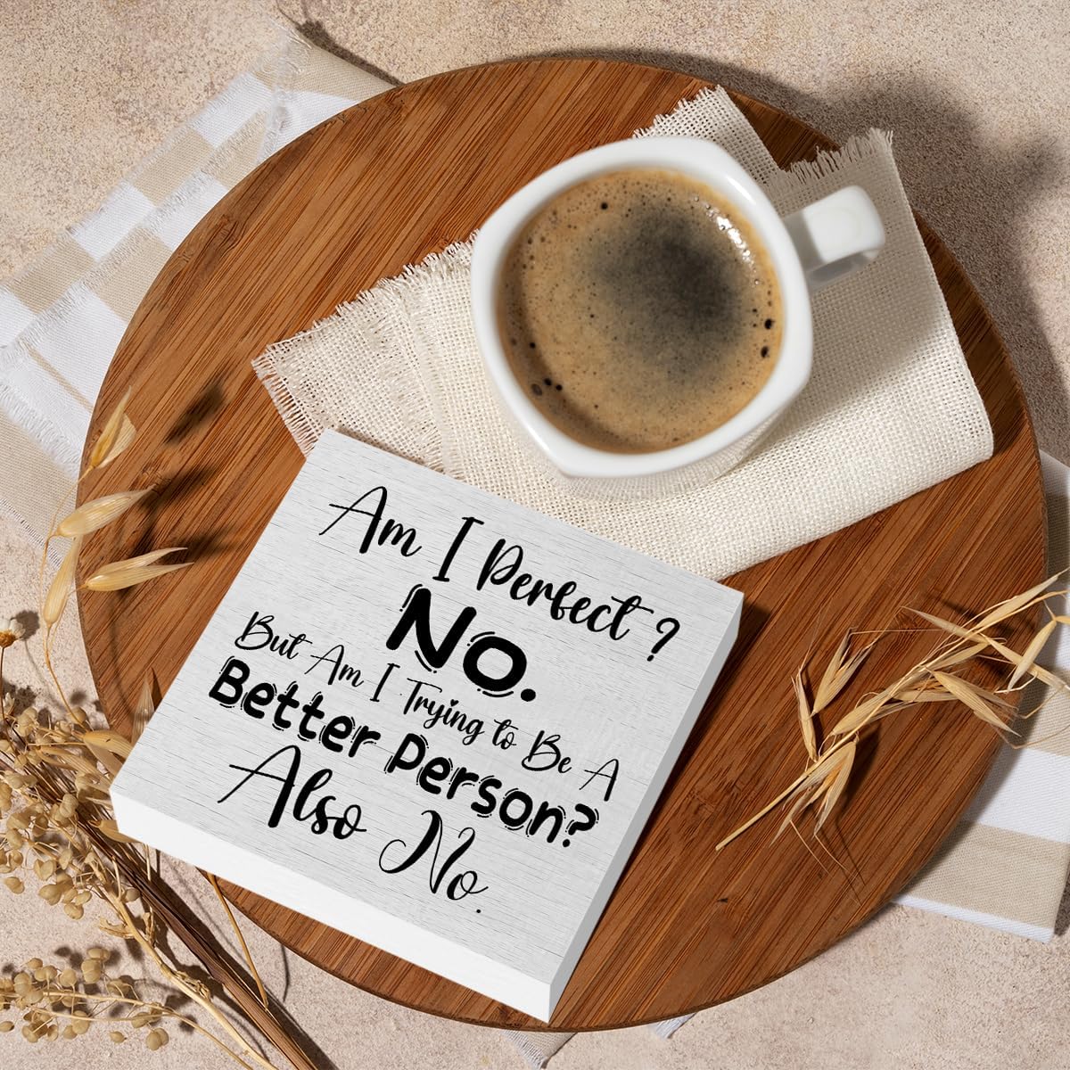 Funny Rustic Wooden Box Sign, Desk Decor Office Decor Supplies Sarcastic Sibling Friend Gifts Desk Accessories for Table Shelf Home Farmhouse Kitchen Decorations Wood Block Plaque Box Welcome Sign