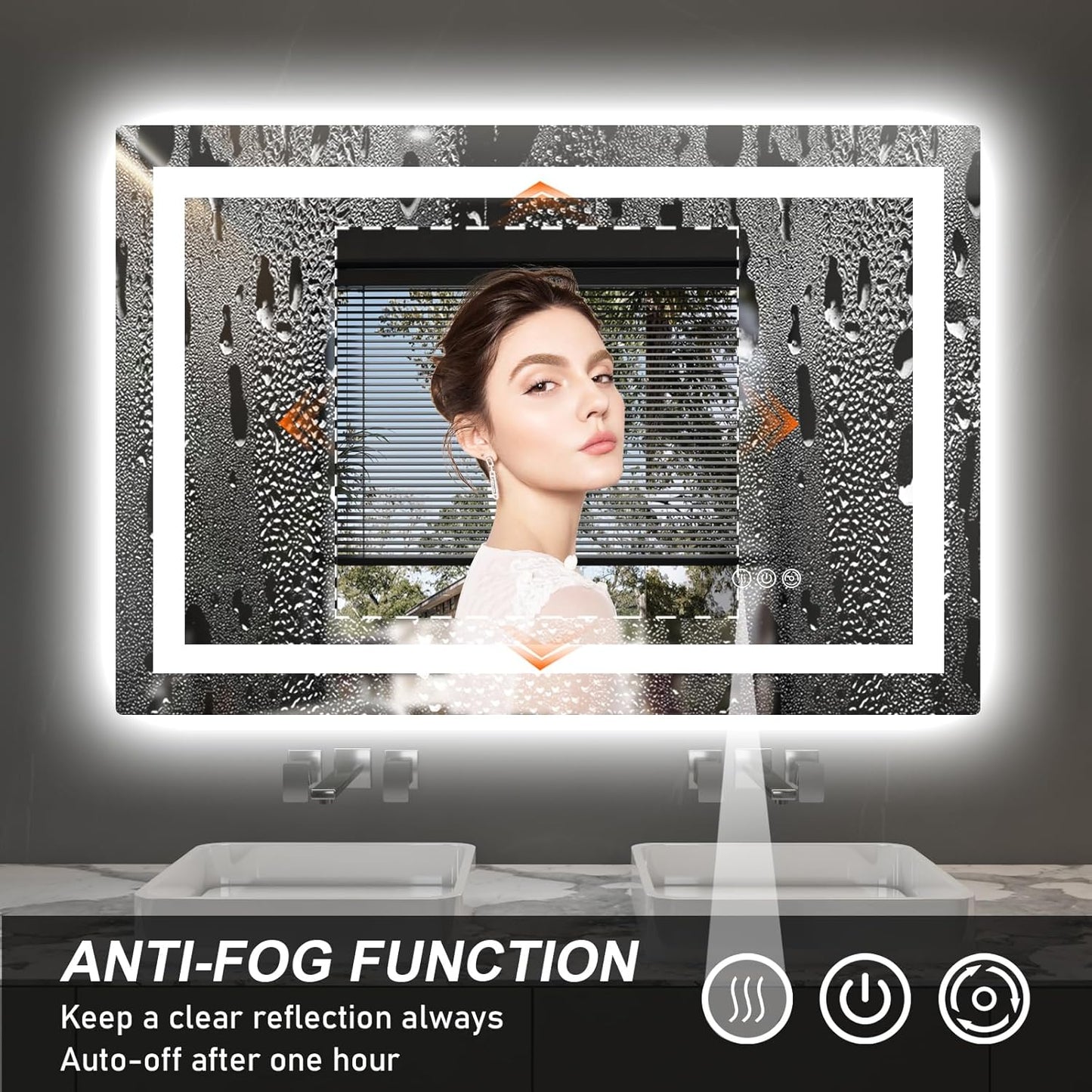 LED Mirror for Bathroom 48x30 Lighted Bathroom Vanity Mirrors with Lights, Brighter Frontlit and Backlit Anti-Fog Mirror, Tempered Glass, Dimmable 3 Colors Light Modes, Memory Function