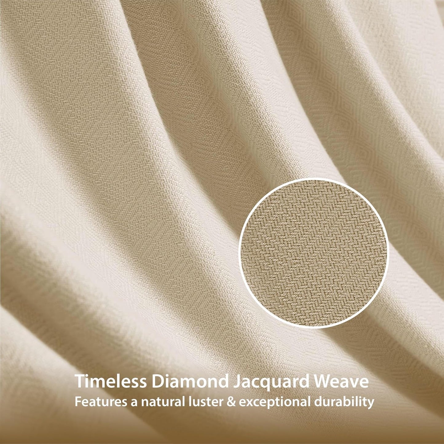 King Size Blanket, 70% Rayon (Derived from Bamboo) and 30% Cotton, Lightweight Jacquard Weave, Breathable and Soft Summer Blanket for Bed or Couch, 108” x 90”, Ivory