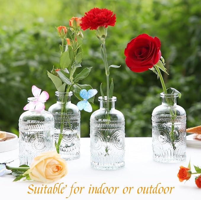 Glass Bud Vases in Bulk,Small Glass Vases for Flowers as Wedding Centerpieces for Tables,Clear Flower Vases Suitble for Wedding Decorations,Home Decor (Clear, 12 pcs)