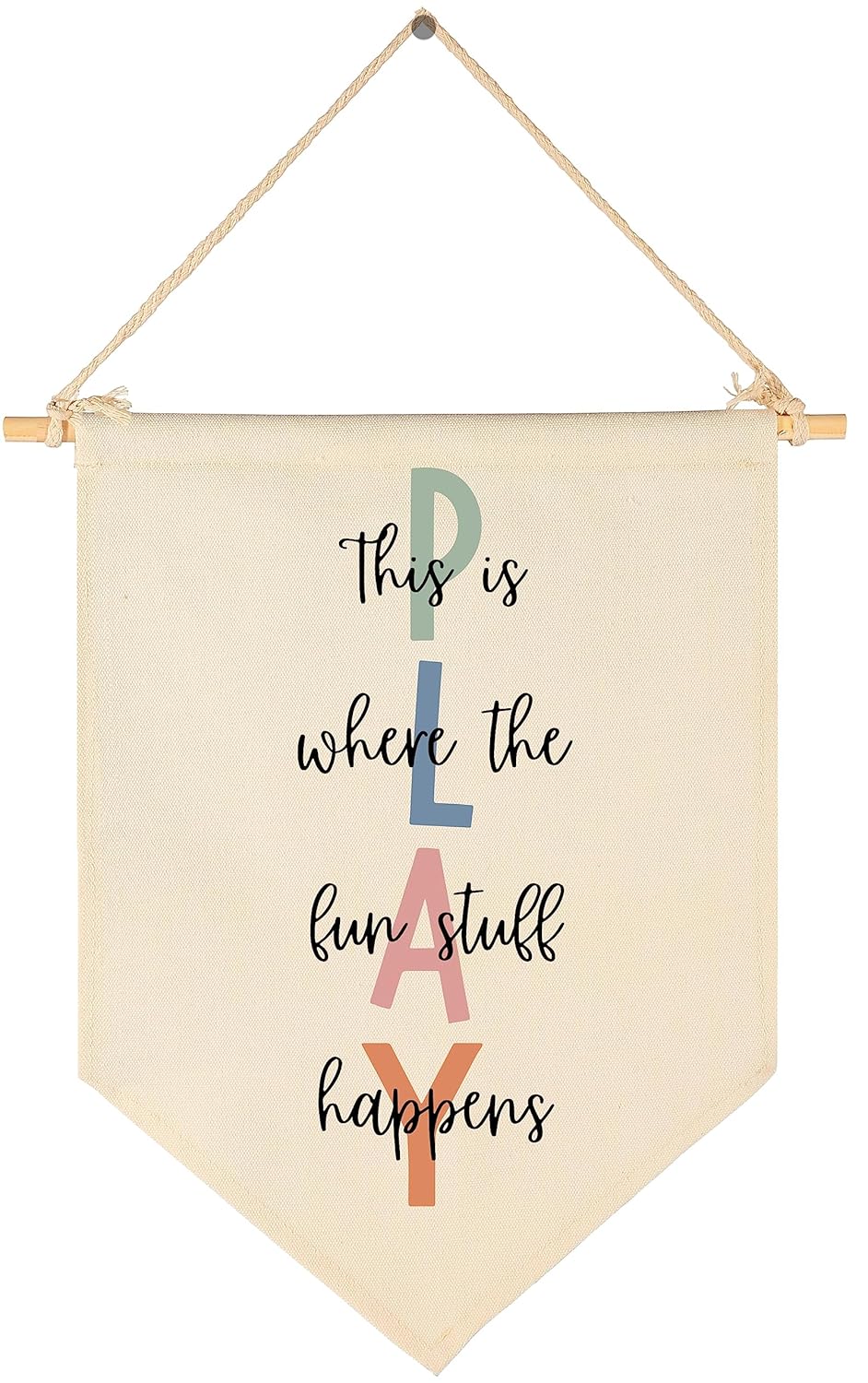 Let's Play Sign-This Is Where The Fun Stuff Happens- Flag Decor Gift for Kids Baby Boys Girls Newborn - Banner Wall Sign Gifts for Playroom Nursery Baby Room Bedroom Front Door