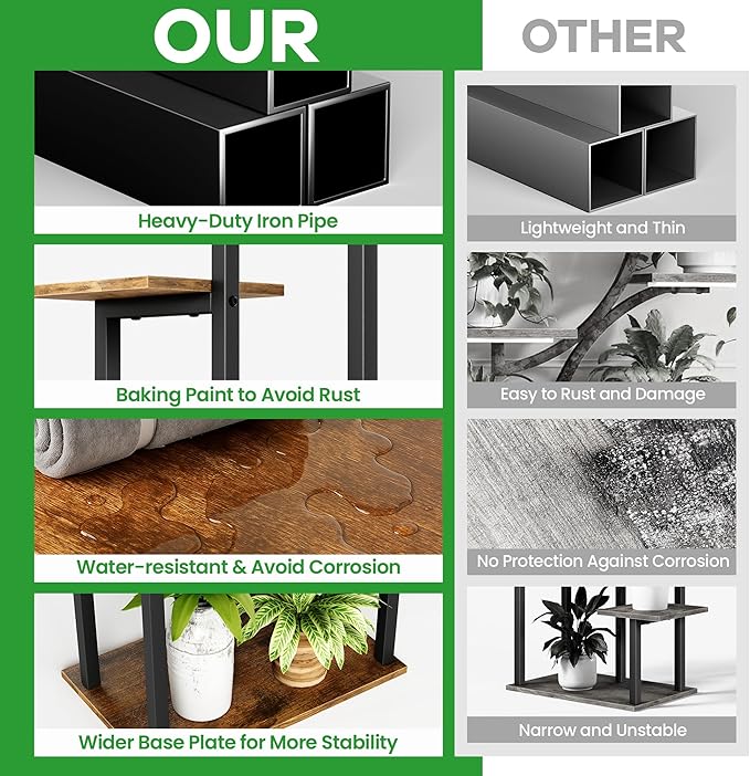 Plant Stand Indoor with Grow Lights - Tiered Corner Shelf Small Metal Lighted Flower Rack Multiple