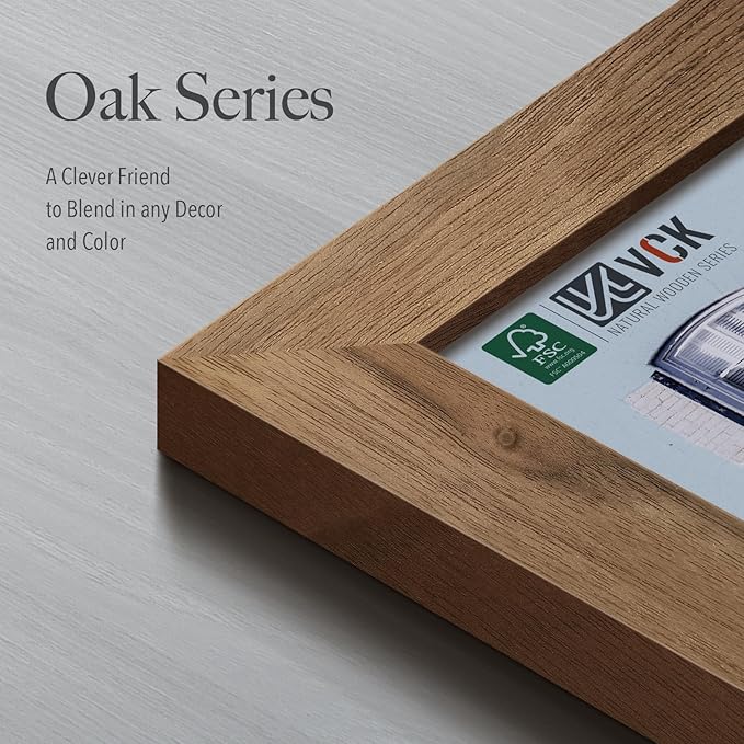 VCK 16x24 Poster Frame 3 Pack - Brown Walnut, Natural Textured Solid Wood Picture Frame, Wall Gallery Frame