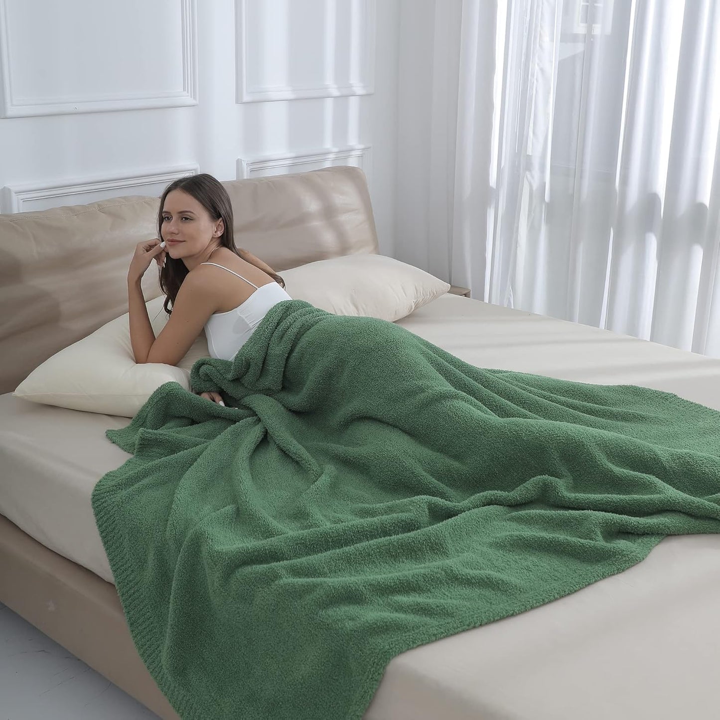 bearberry Super Soft Fluffy Throw Blanket Lightweight Cozy Warm Throw Blankets for Couch Bed Sofa All Season (Avocado Green, 50”x60”)