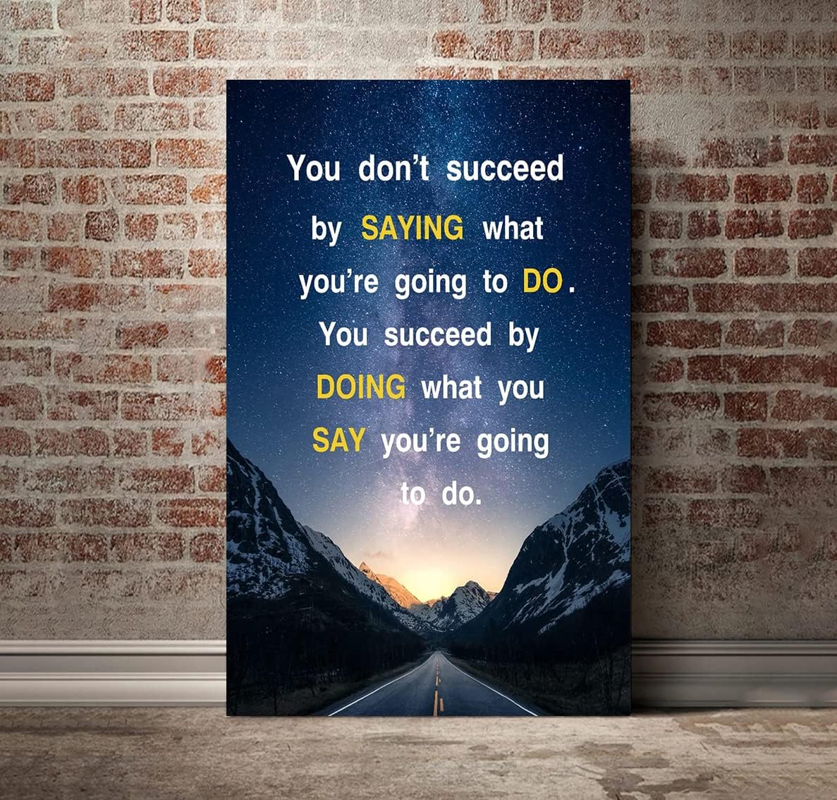 Framed Office Decor Paintings Positive Inspirational Canvas Decoration Wall Pictures Inspirational Quotes Starry Sky Wall Art Ready to Hang-28 inch x 44 inch