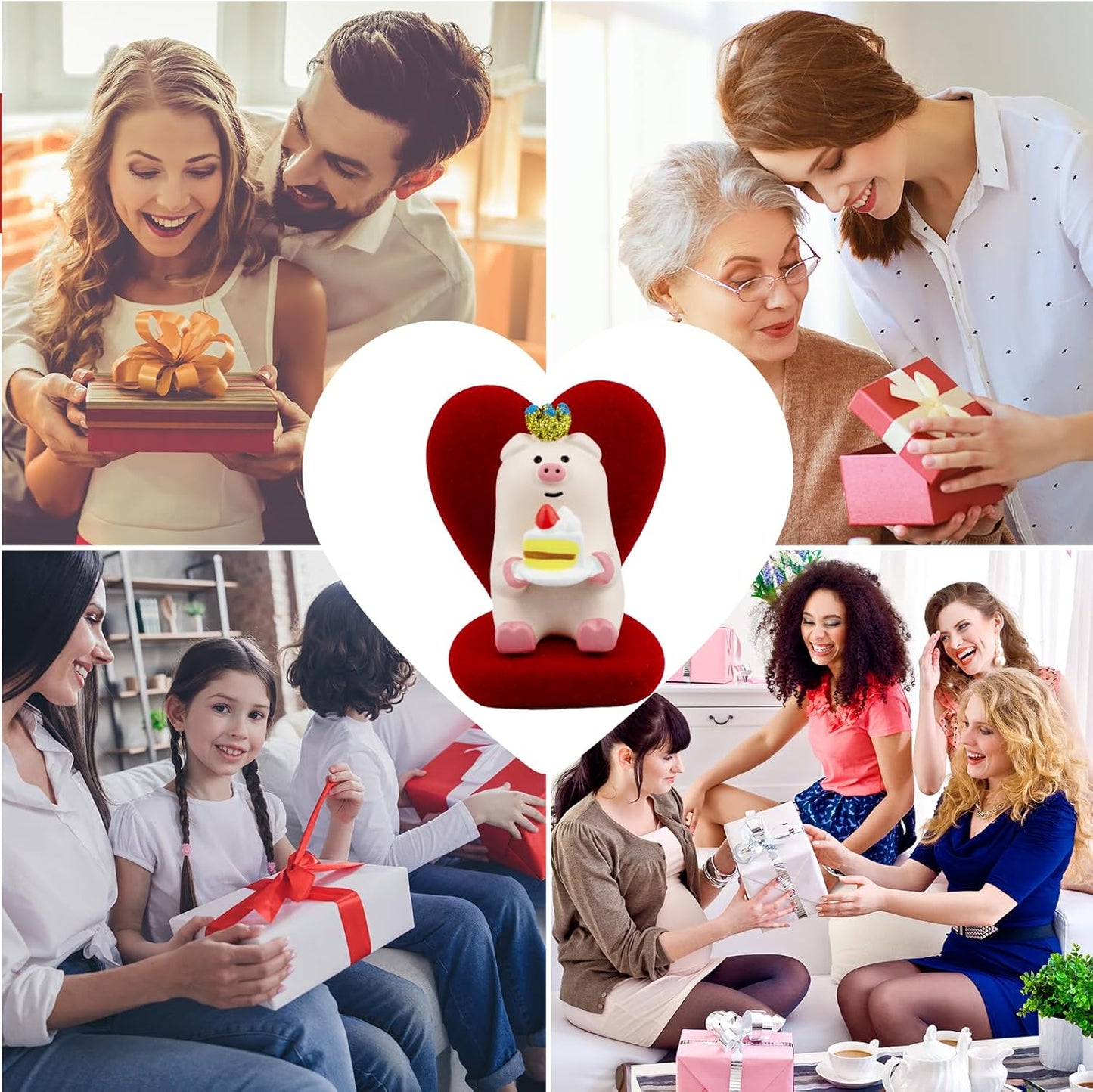 Cute Mini Pig Eating Cake Resin Figurine Apply to for Office, Home Decoration Perfect for Pig Lovers - Heart-Shaped Sofa