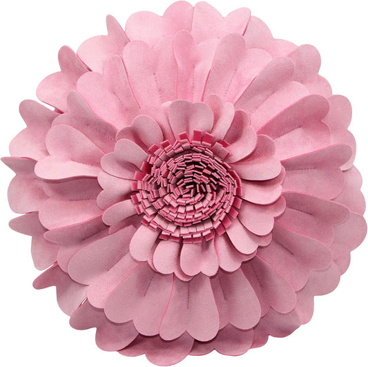 Contempo Lifestyles Flower Pillow – Decorative Pillow 3D Round Throw Pillows for Home Décor – Handmade Sweetheart Flower Pillow for Bed & Couch-Sunflower Pillow - 13 Inch Light Pink