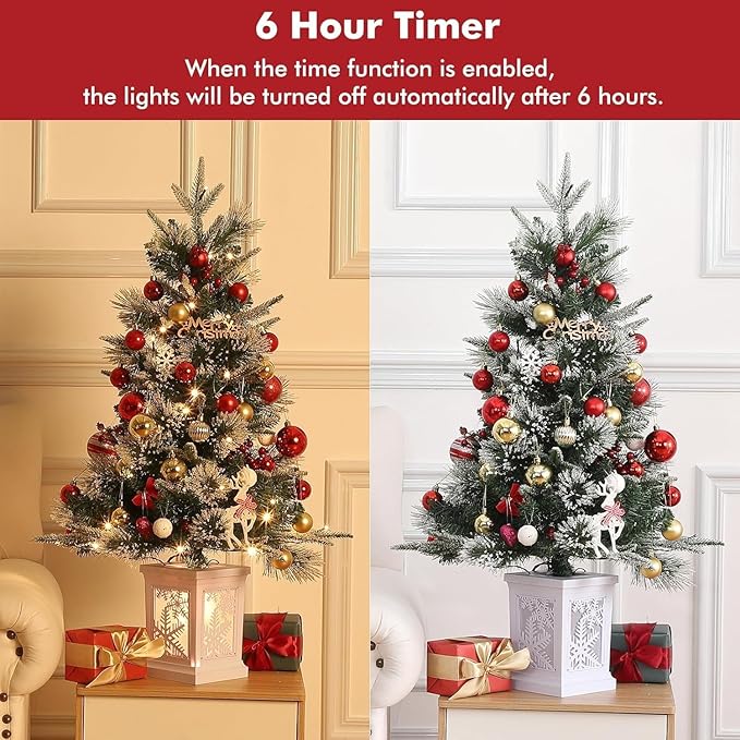 3 Ft Pre-Lit Christmas Tree, Artificial Christmas Trees with Lighting, Xmas Trees with 78 Led Lights, Christmas Decoration for Home, Office, Easy Assembly