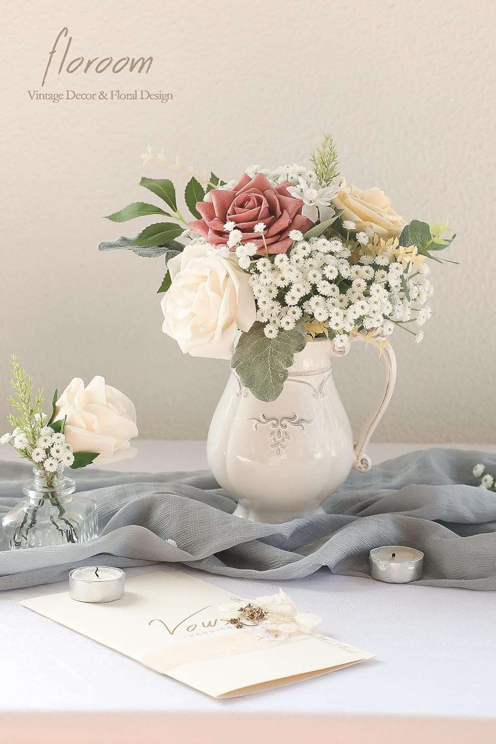 Floroom 18pcs Artificial Babys Breath Gypsophila Greenery Sprays, Real Touch White Fake Flowers for Wedding Bouquets Centerpieces Floral Arrangements and Decorations