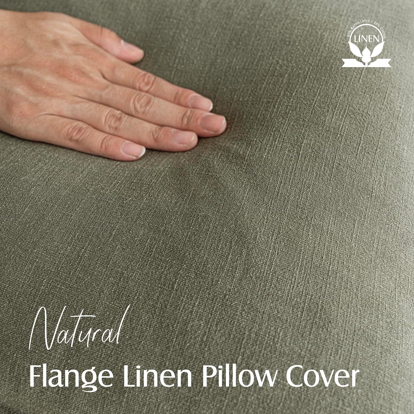 Foindtower Pack of 2, Decorative Linen Soild Throw Pillow Covers Soft Accent Cushion Case Farmhouse Neutral Pillowcase for Chair Couch Sofa Bedroom Living Room Home Decor 26x26 Inch Olive Branch Green