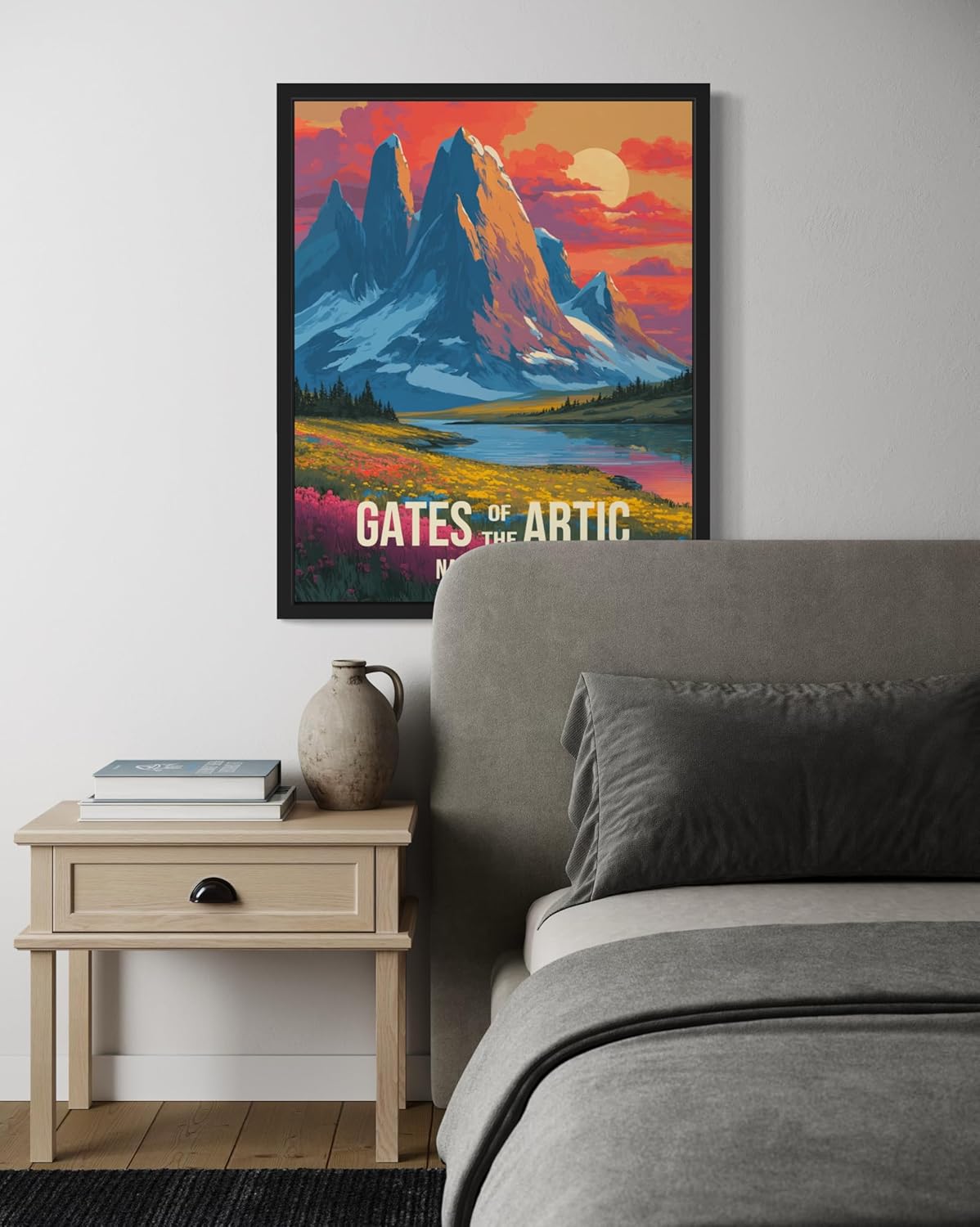 Gates of the Arctic National Park Art Print Poster, Vintage Retro Pop Art Travel Wall Art Bedroom Bathroom Living Room Decor 185 (Gates of the Arctic, 16 x 20 inches, Black Frame)