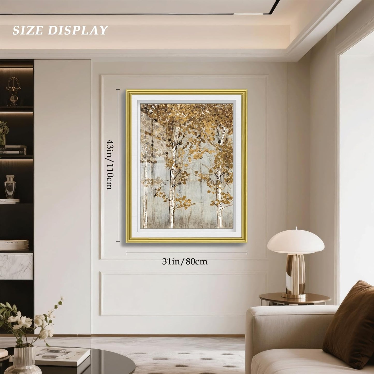 crmotu Birch Tree Wall Art, Forest Wall Art, Large Wall Decor, Autumn Woodland Framed Prints, Rustic Landscape Canvas Painting, Picture Wall Decor Living Room, Bedroom Kitchen Office Art 31X43 Inch