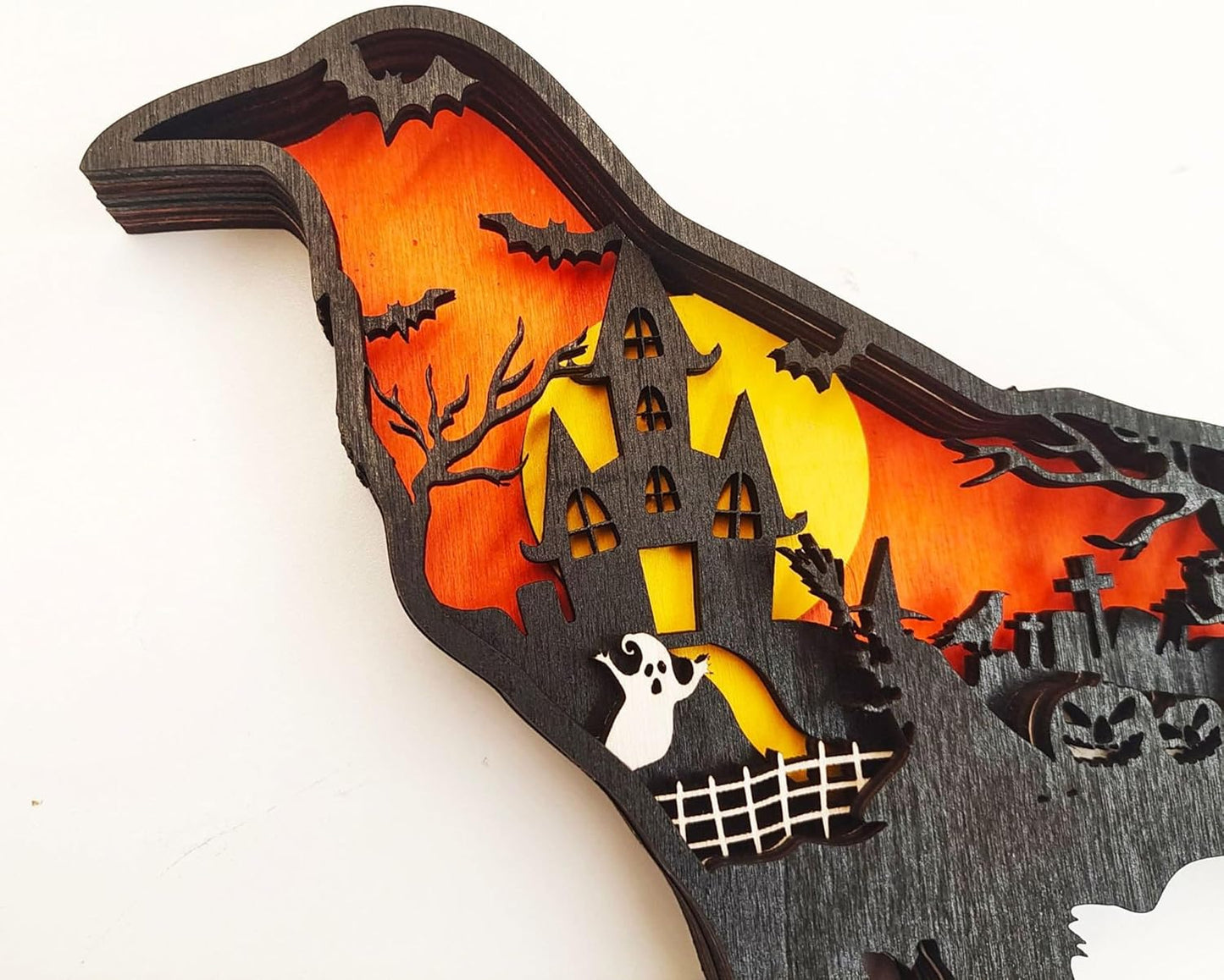 Forest Animal Desk Art Decor Wooden Farmhouse Table Decoration, Cabin Decor, Nursery Decor Mountain Decor for Bedroom Living Room (Crow)