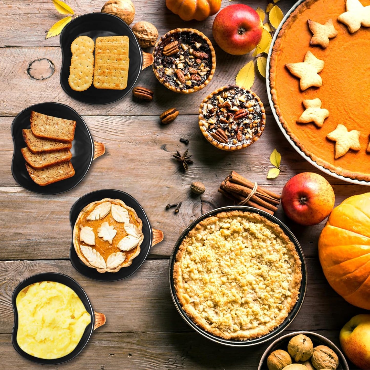 Kolewo4ever 12 Pieces Thanksgiving Bowls Pumpkin Bowl 6 Ounces Ramekins Small Pumpkin Shaped Bowls Dinnerware Decoration for Fall Thanksgiving Serving Dip, Sauce, Condiments,Snack (Black)