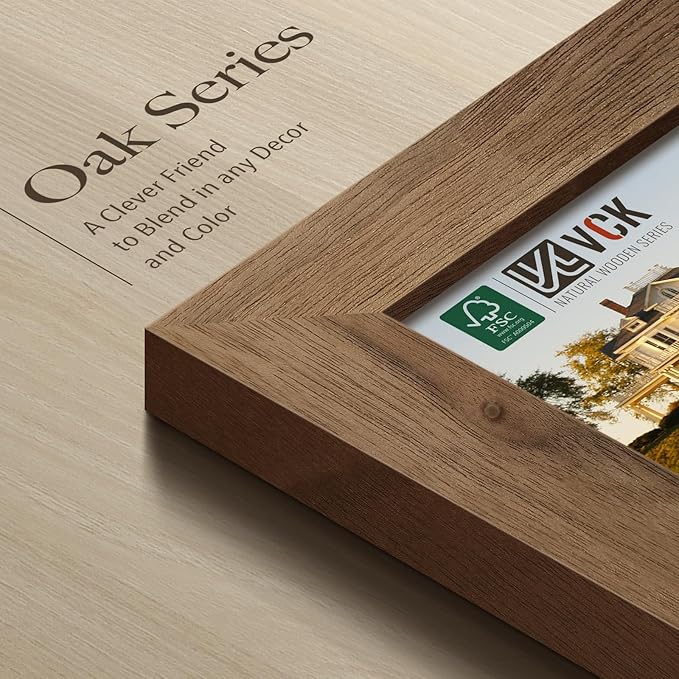 VCK 24x30 Poster Frame 3 Pack - Brown Walnut, Exclusive Natural Wood Grain Solid Wood Picture Frame, Wall Hanging