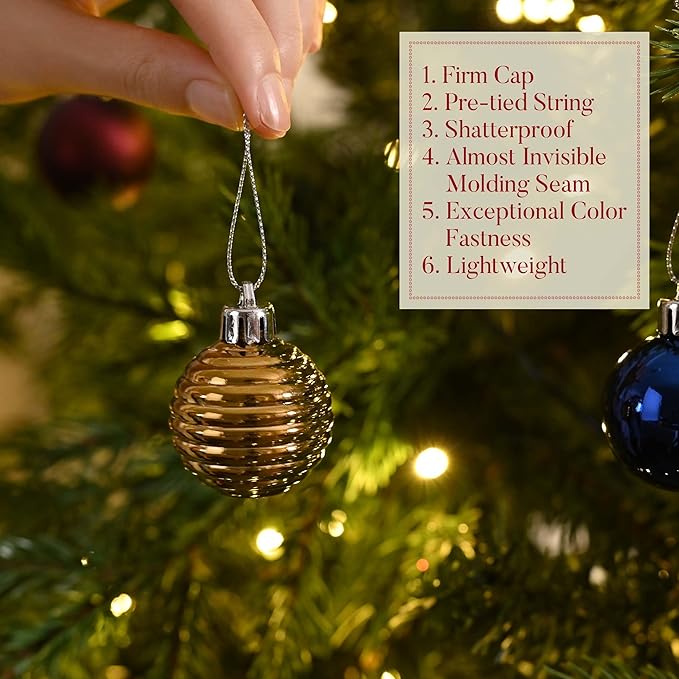 Valery Madelyn 1.57 Inches Small Christmas Tree Decorations Ornament Set for Fall Halloween, 24ct Bronze Copper Purple Shatterproof Hanging Ball Ornaments Holiday Party Decor